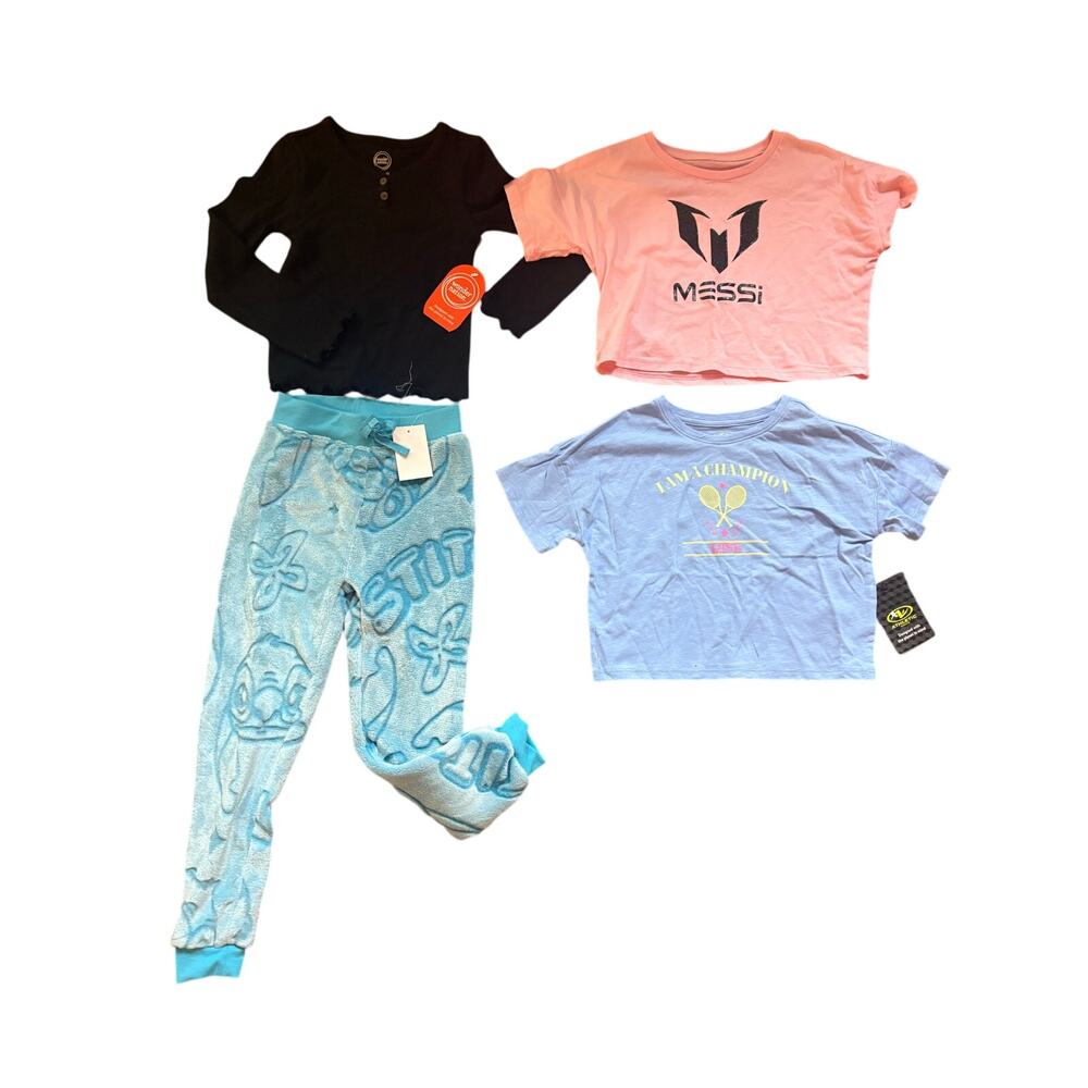Girls‎ XS 4/5 - 4pc Casual Lot 2 Short Sleeve Shirts, 1 Long, 1 sweatpant NWT